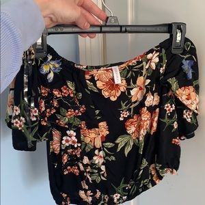 Off the shoulder flower crop top